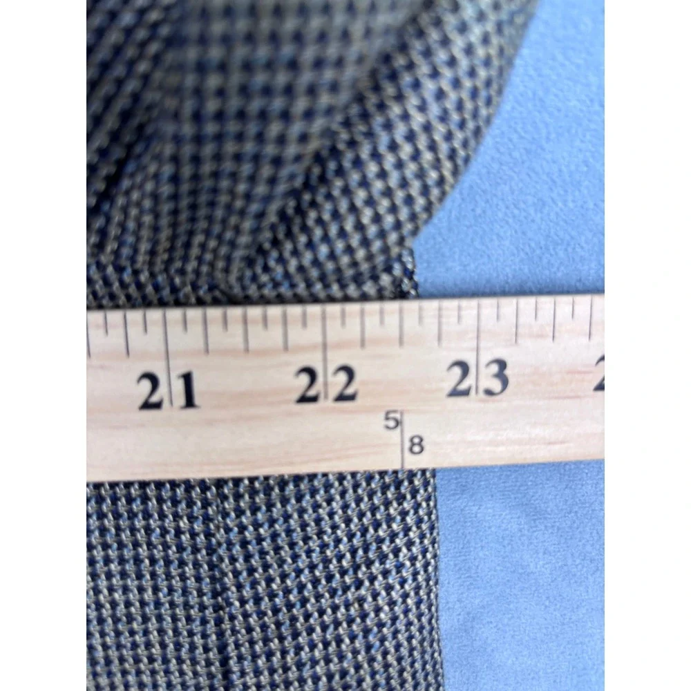Chaps Ralph Lauren Mens 46L Silk Wool Blazer Houndstooth Sport Coat Brown Tan